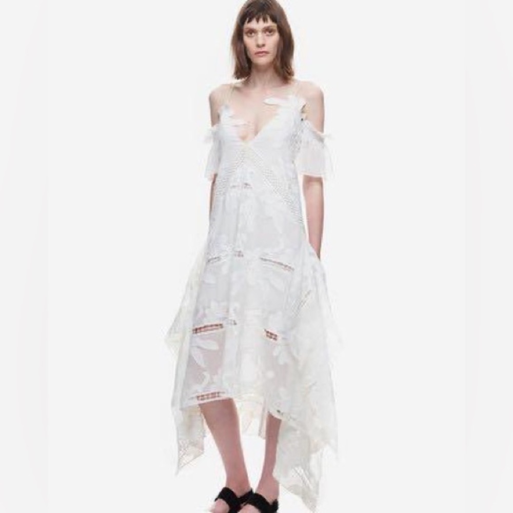 Self-Portrait White Midi Dress